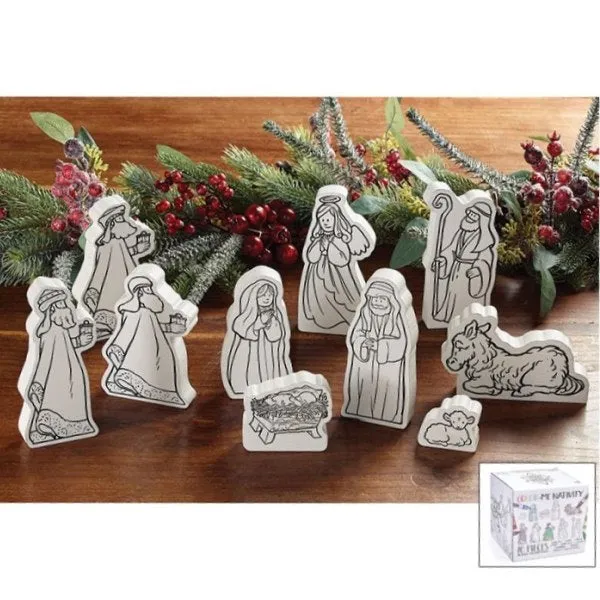 10 Piece Color Your Own Nativity Sets - Pack of 3 Sets