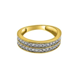 1.00cttw Diamond 2 Row Bling Bling 10K Gold Ring