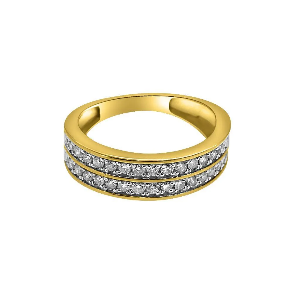 1.00cttw Diamond 2 Row Bling Bling 10K Gold Ring