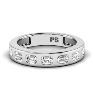 1.50 CT Emerald Cut Lab Grown Diamonds - Mens Wedding Band