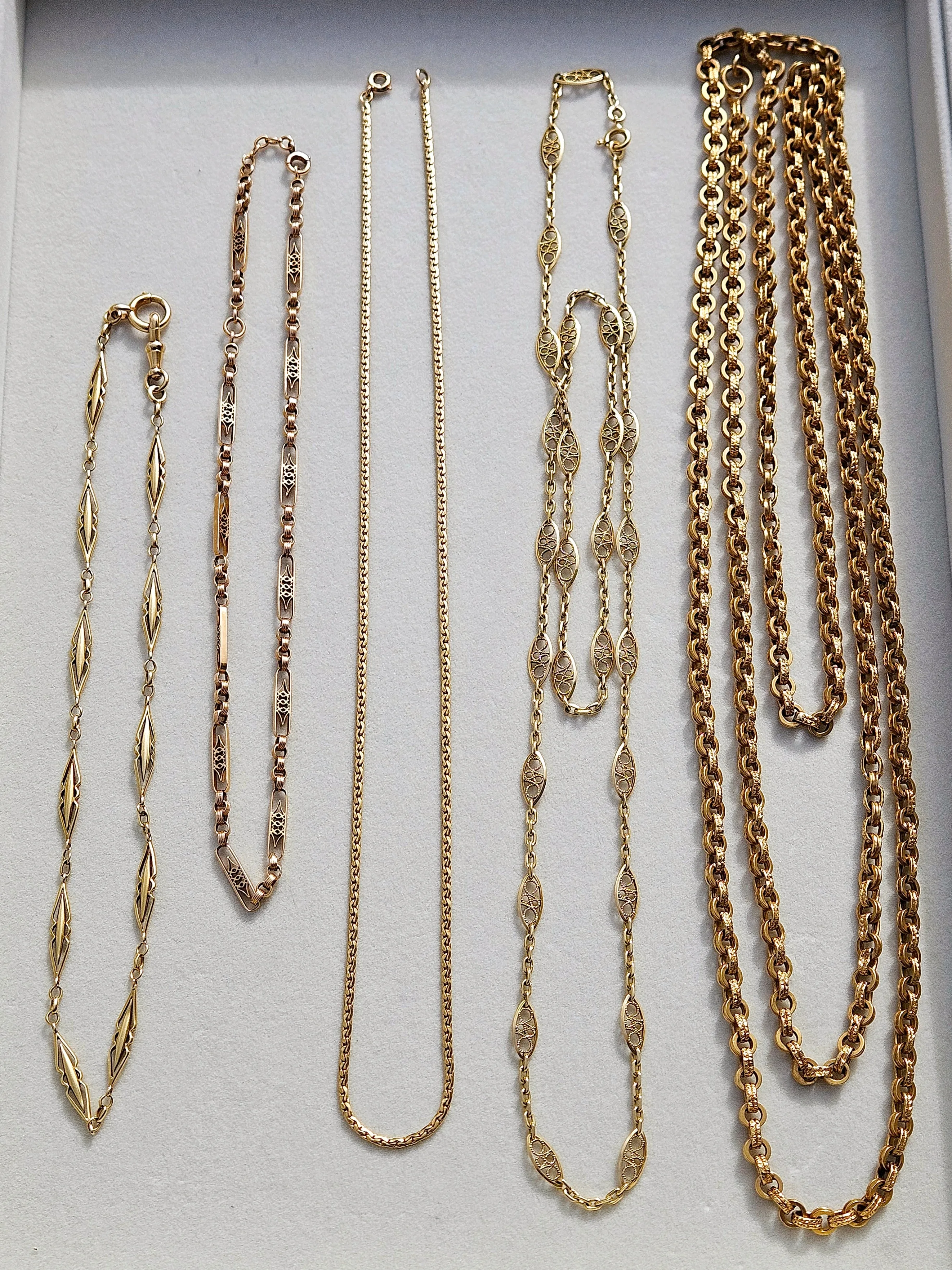 18K Yellow Gold Antique Unique Watch Chain Necklace 16" | Indulgems | Designs in Real Gold