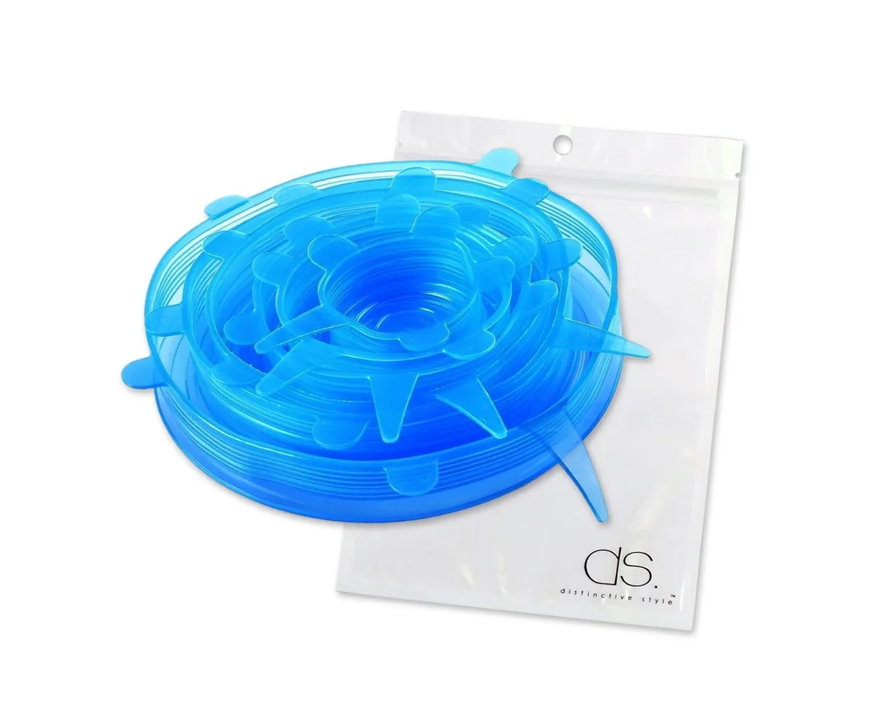 6 pieces Various Sizes Silicone Stretch Lids - Blue