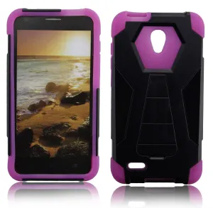 ALCATEL CONQUEST/7046T BLACK ON PINK ARMOR KICK STAND CASE