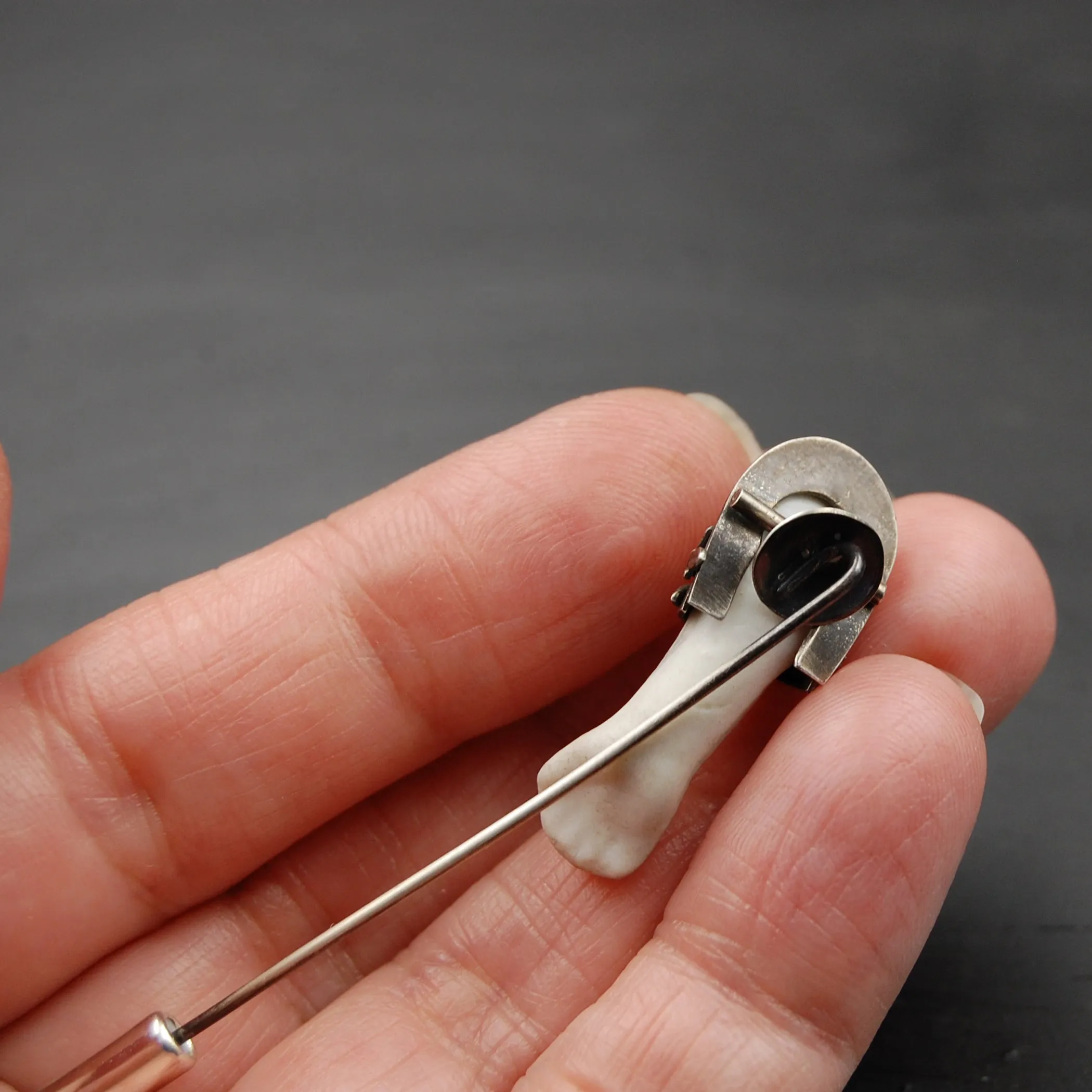 Antique German Bisque and Sterling Silver Arm and Leg Stickpins -- Sold Separately or Together as a Set