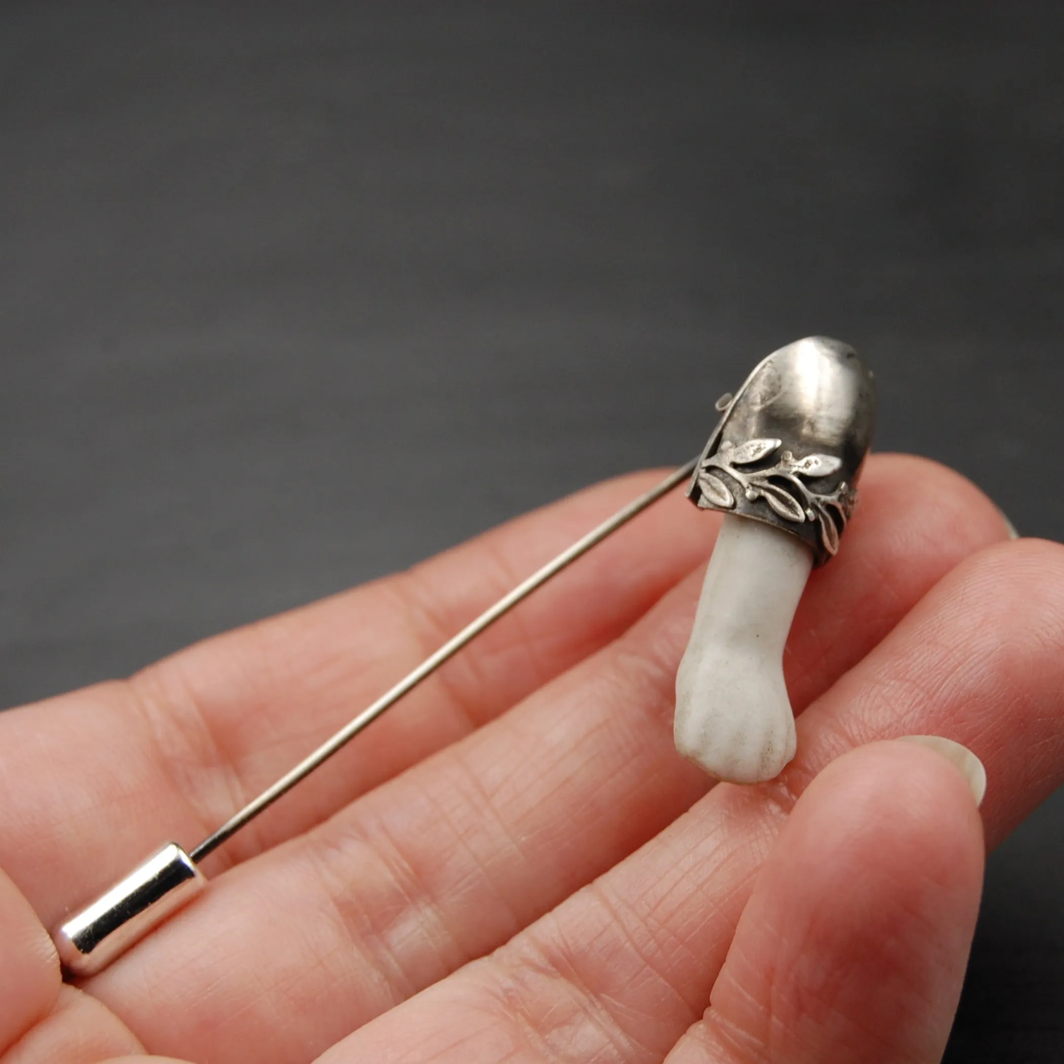 Antique German Bisque and Sterling Silver Arm and Leg Stickpins -- Sold Separately or Together as a Set