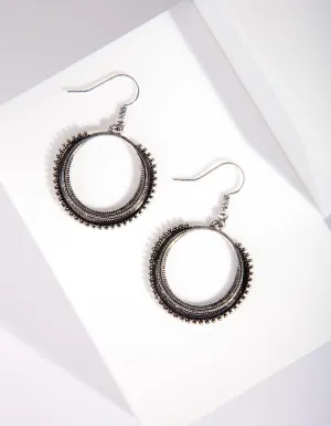 Antique Silver Loop Bohemian Earring