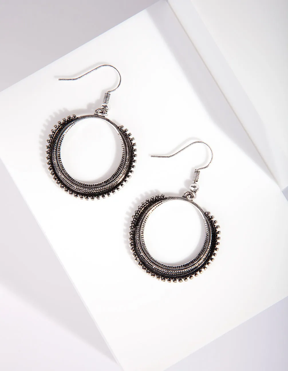 Antique Silver Loop Bohemian Earring