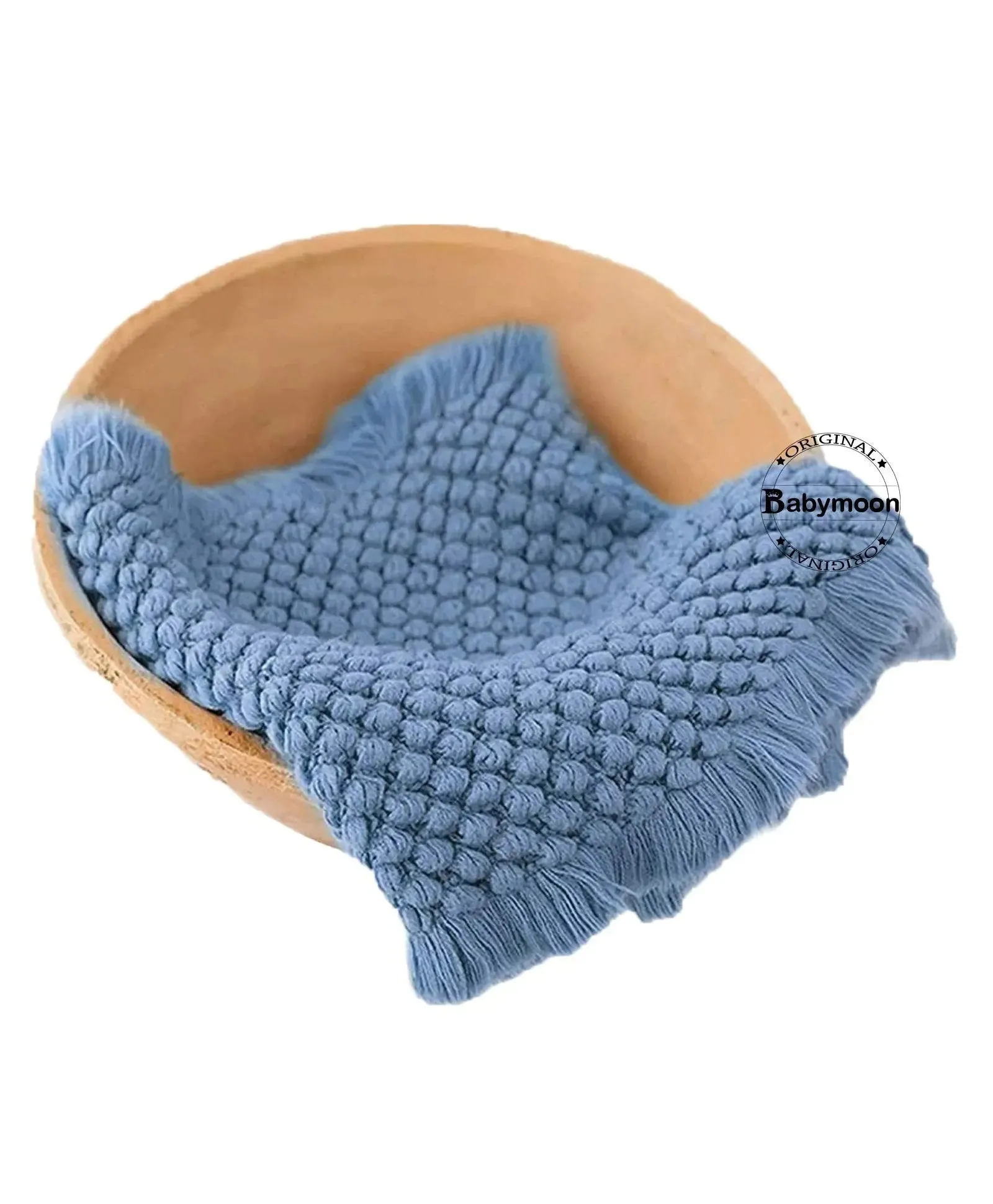 Babymoon Fringe Bubble Layer Basket Filler Baby Photography Blanket | Blue