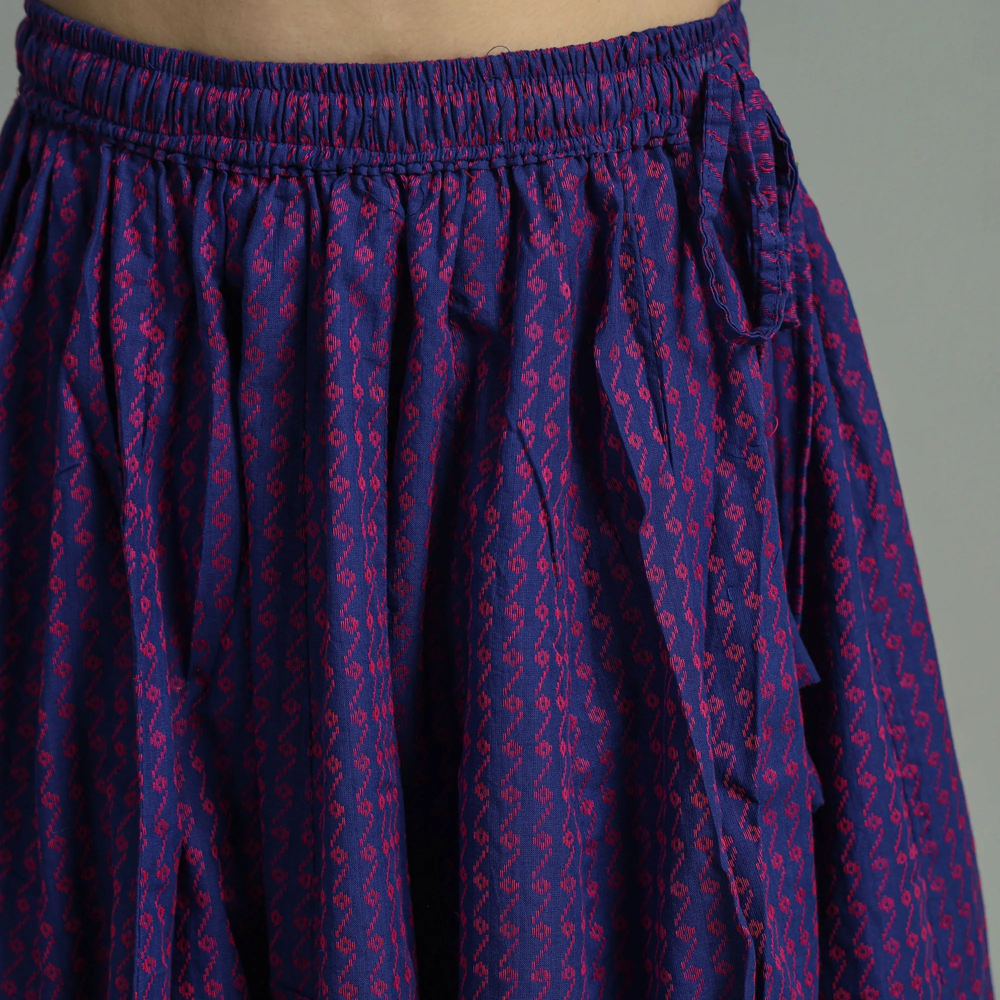 Blue - Jacquard Patchwork 24 Kali Cotton Long Skirt 04