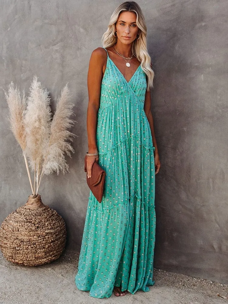 Bohemian Floral Maxi Sundress