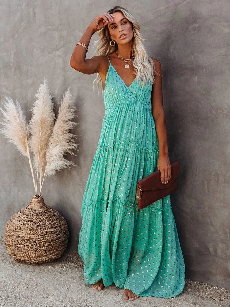 Bohemian Floral Maxi Sundress