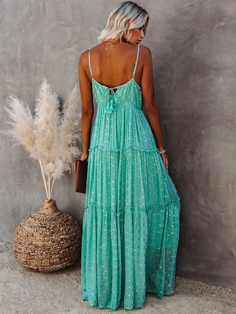 Bohemian Floral Maxi Sundress