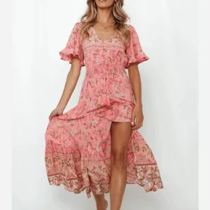 Bohemian Floral Print Long Dress