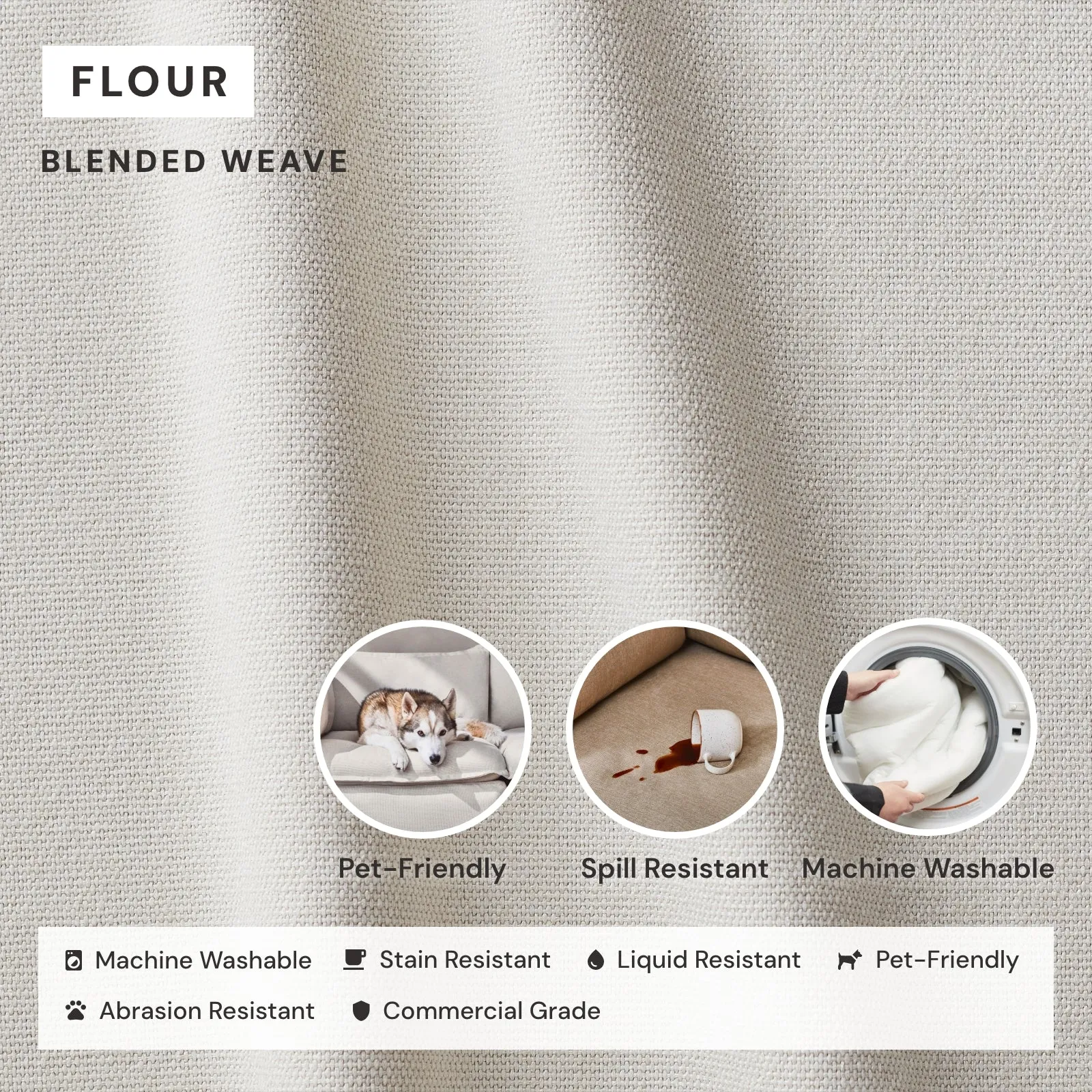 Elevate Comfort Layer Set for 2-Seater   Ottoman | Blended Weave in Flour