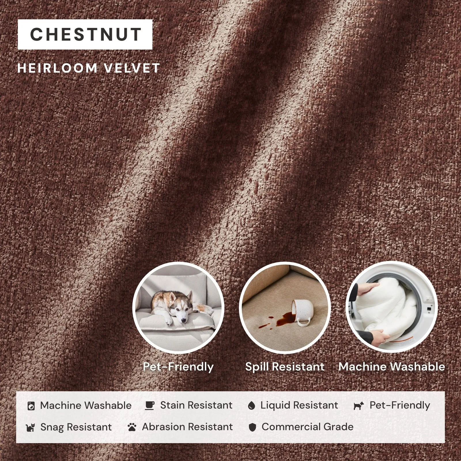 Elevate Comfort Layer Set for Chaise Armchair | Heirloom Velvet in Chestnut