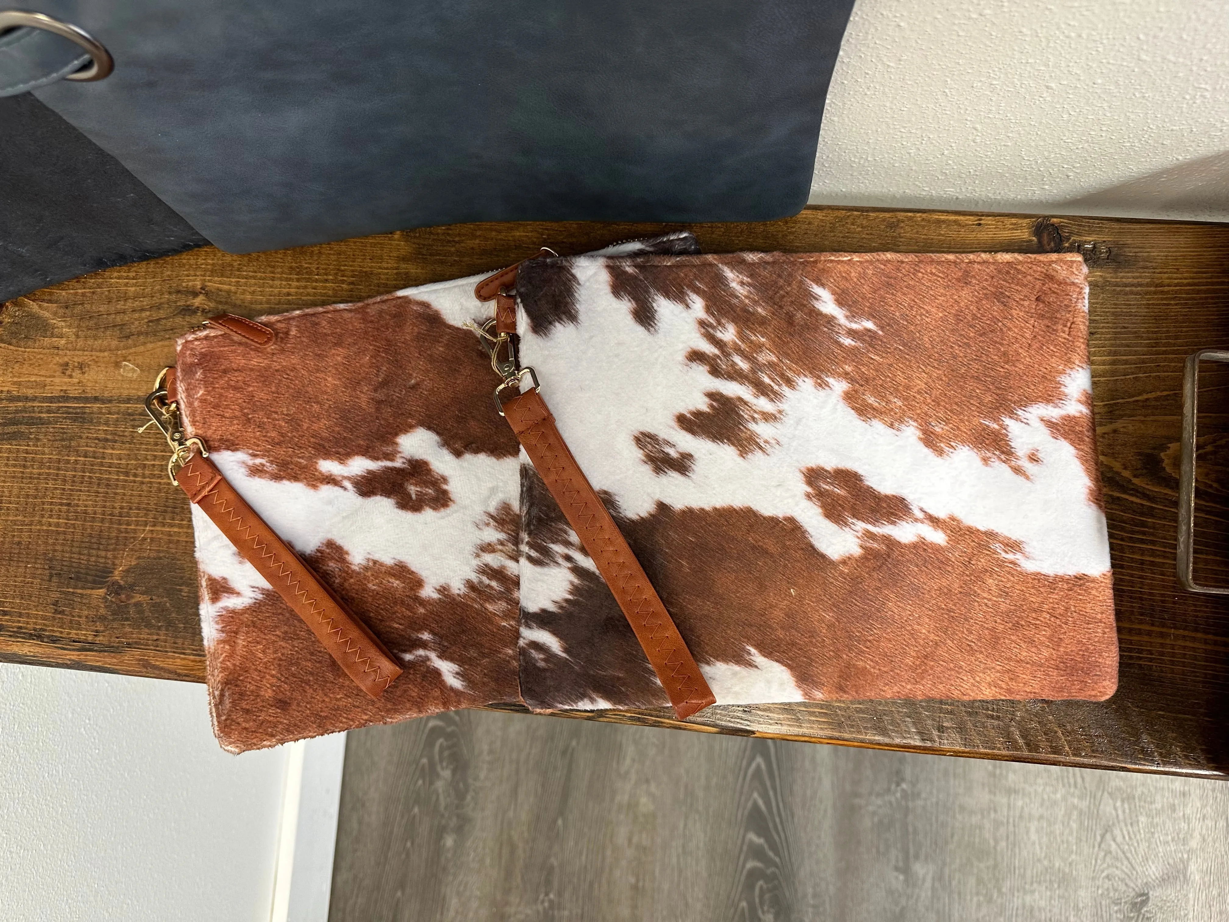 Faux Fur Cow Print Clutch