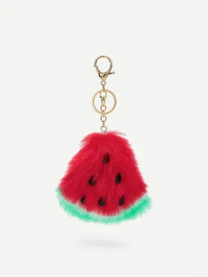 Faux Fur Watermelon Keychain