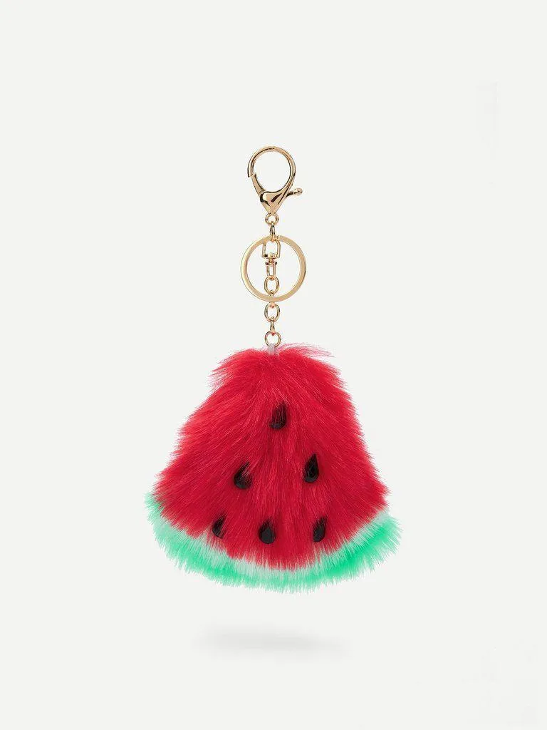 Faux Fur Watermelon Keychain