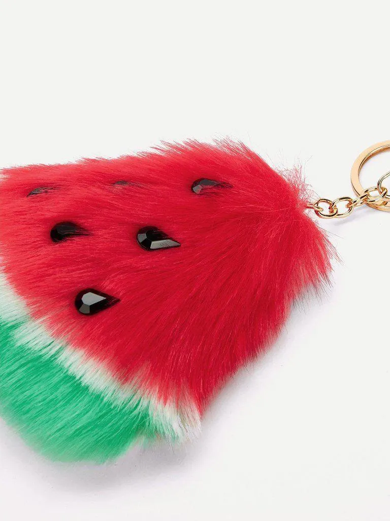 Faux Fur Watermelon Keychain