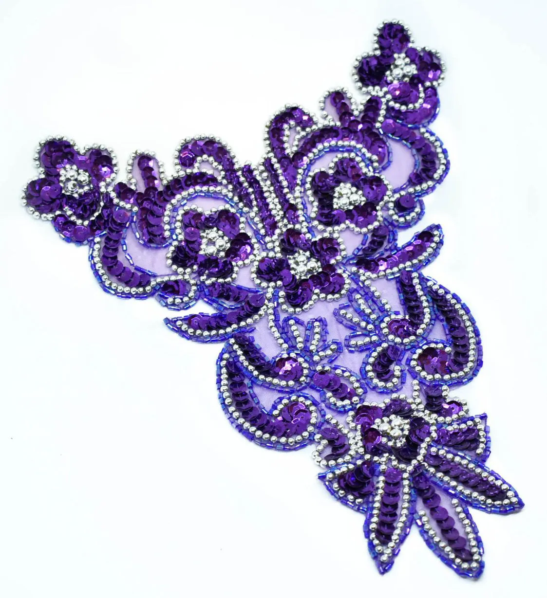 Floral Sequins/Beaded Applique 7.50" x 9.50" - 1 Piece