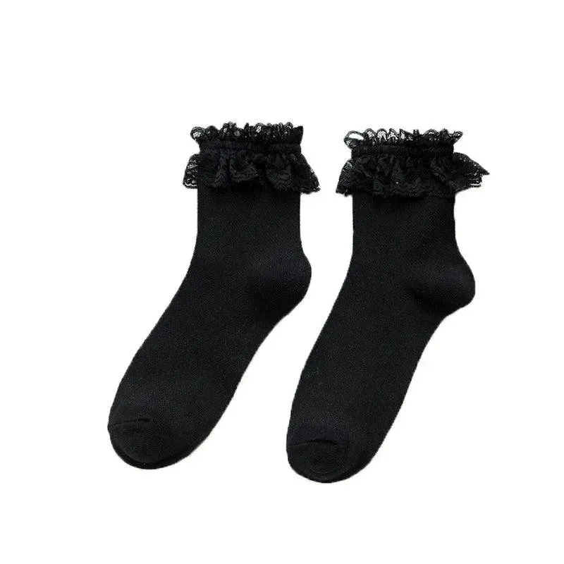 Frilly Crew Sock | Lace Crew Socks With Ruffle | Lolita Outfits