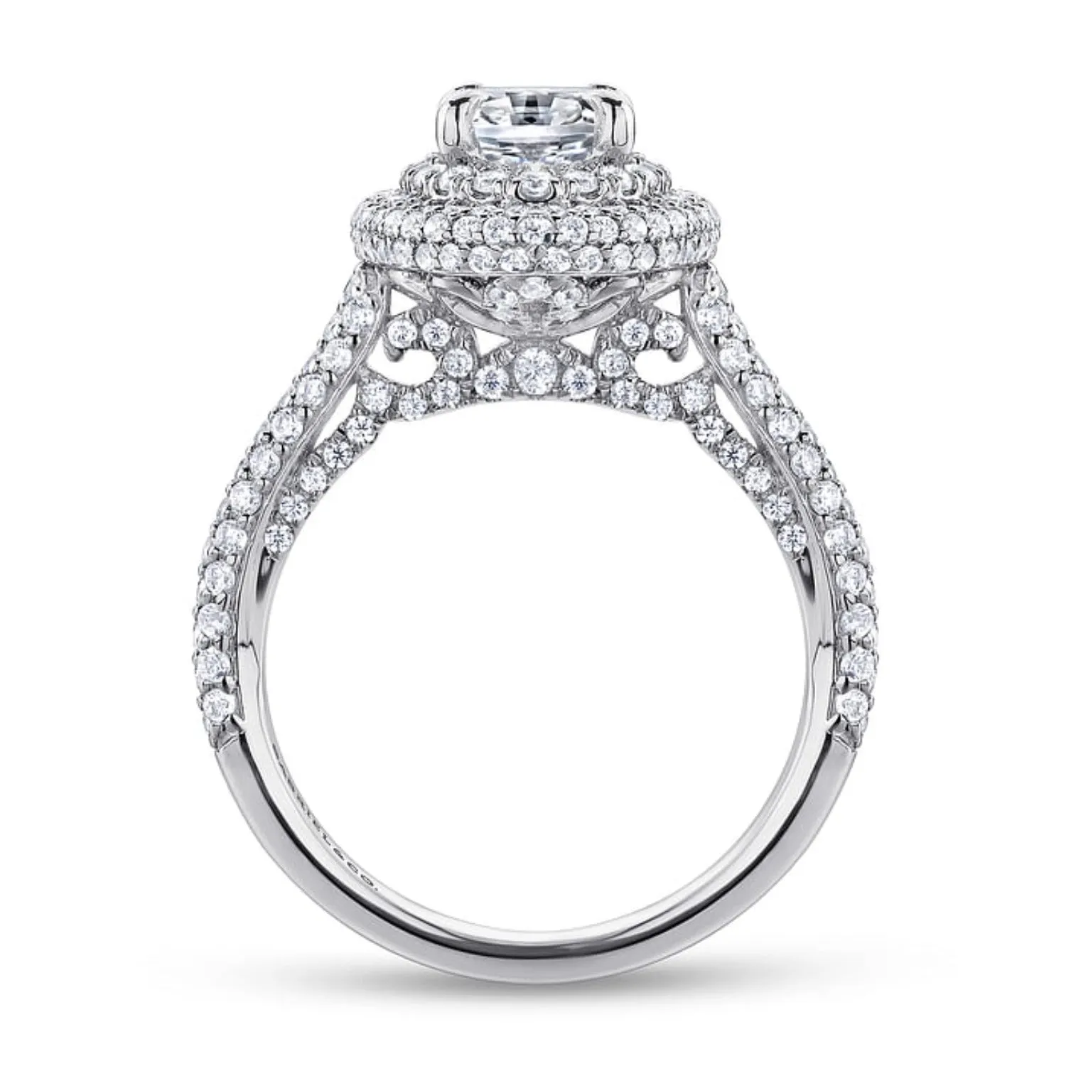 Gabriel & Co.  "Lolita" Oval Double Halo Prong Set Diamond Engagement Ring