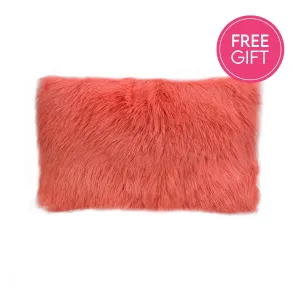 Goat Fur Lumbar Cushion - Coral