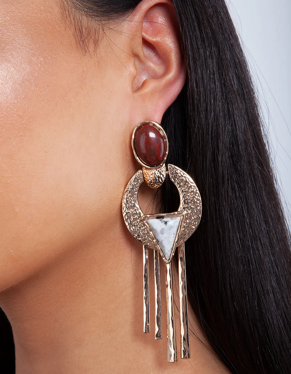 Gold Bohemian Stone Drop Earring