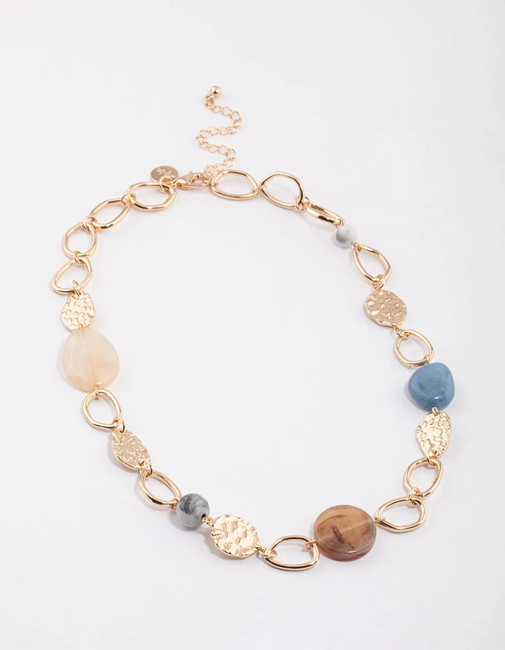 Gold Mixed Stone Oval Necklace