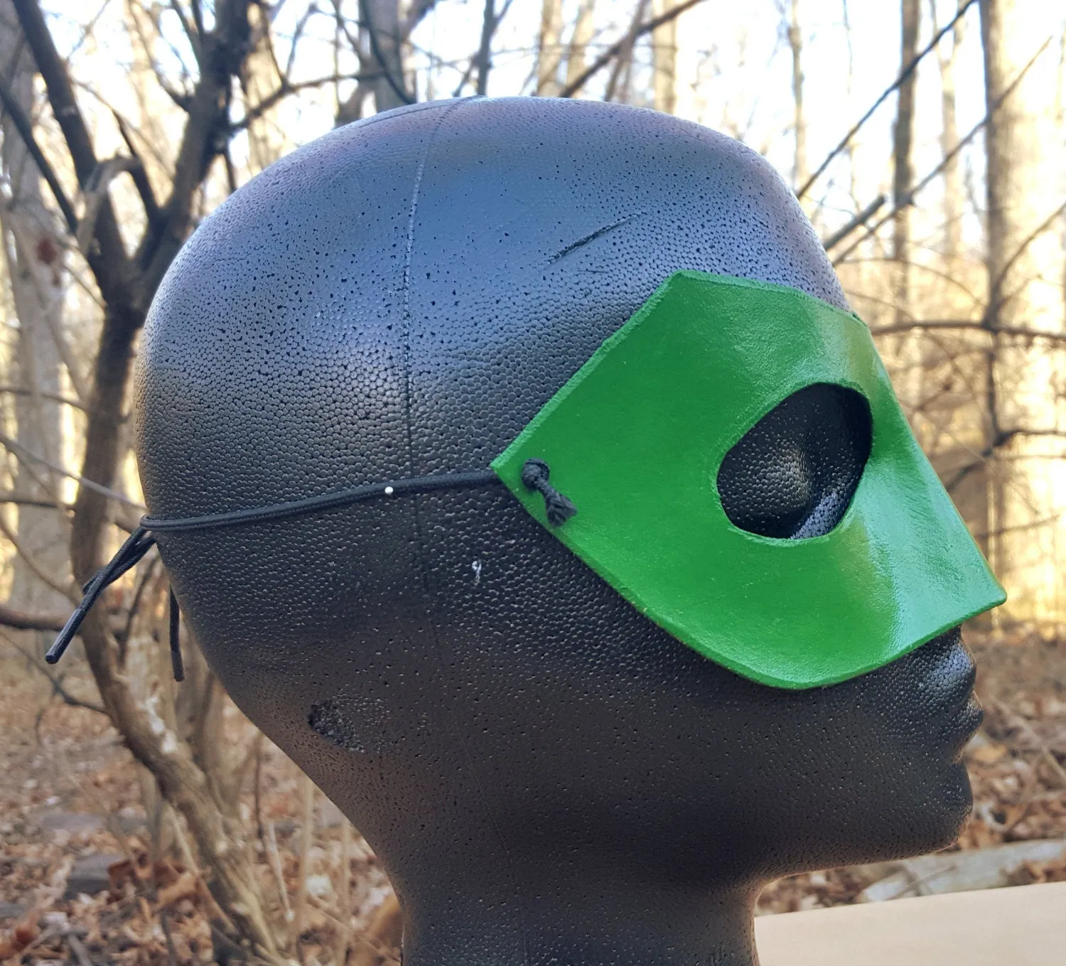 Green Long Nose Superhero Mask - Molded Leather Mask