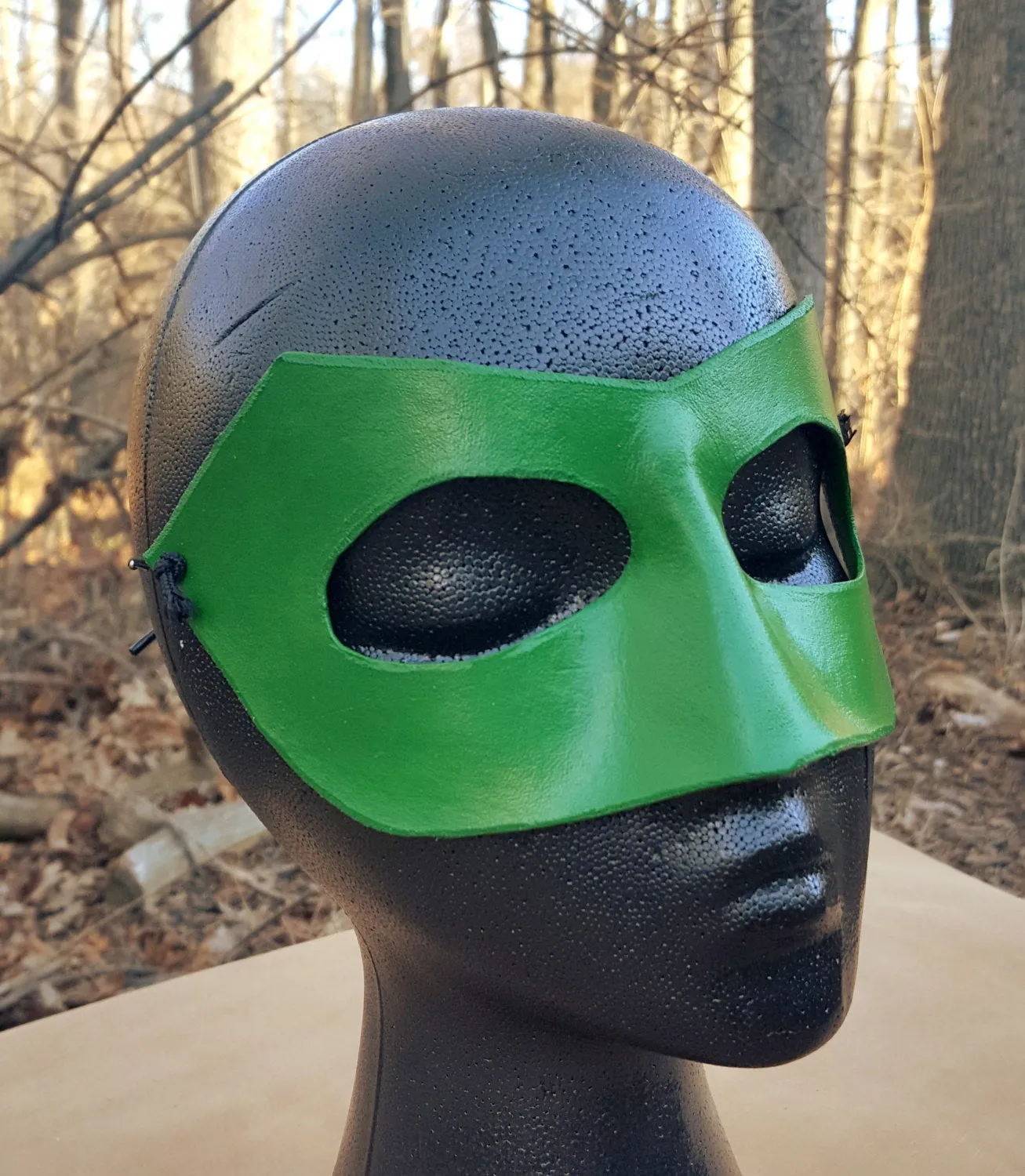 Green Long Nose Superhero Mask - Molded Leather Mask