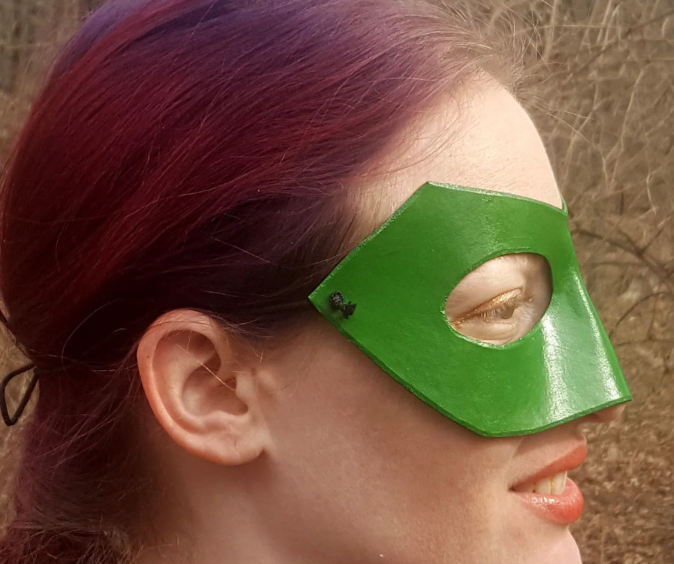 Green Long Nose Superhero Mask - Molded Leather Mask