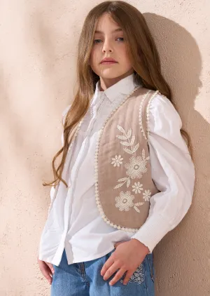 Lina Taupe Embroidered Gilet