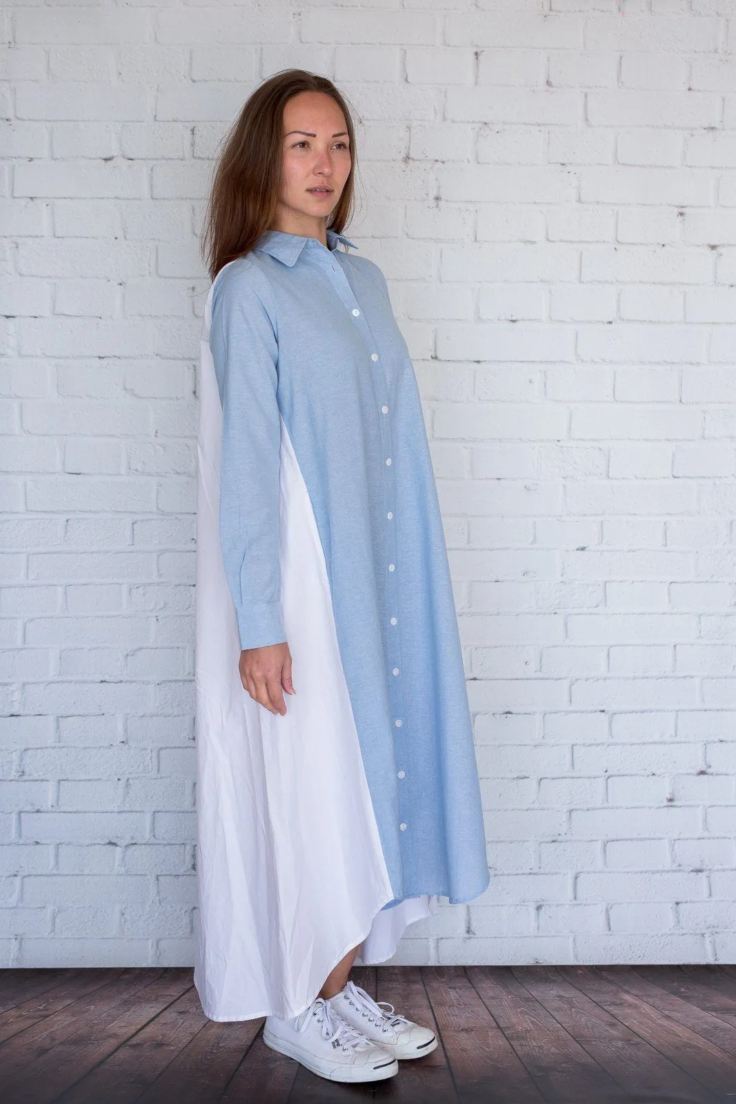 Maaya Long Length - Chambray/White