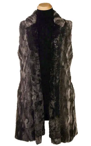 Mandarin Vest - Luxury Faux Fur in Espresso Bean with Cuddly Fur in Black m- Sold Out!