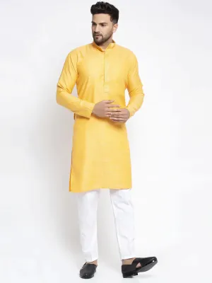 Men'S Yellow Woven Kurta Payjama Sets