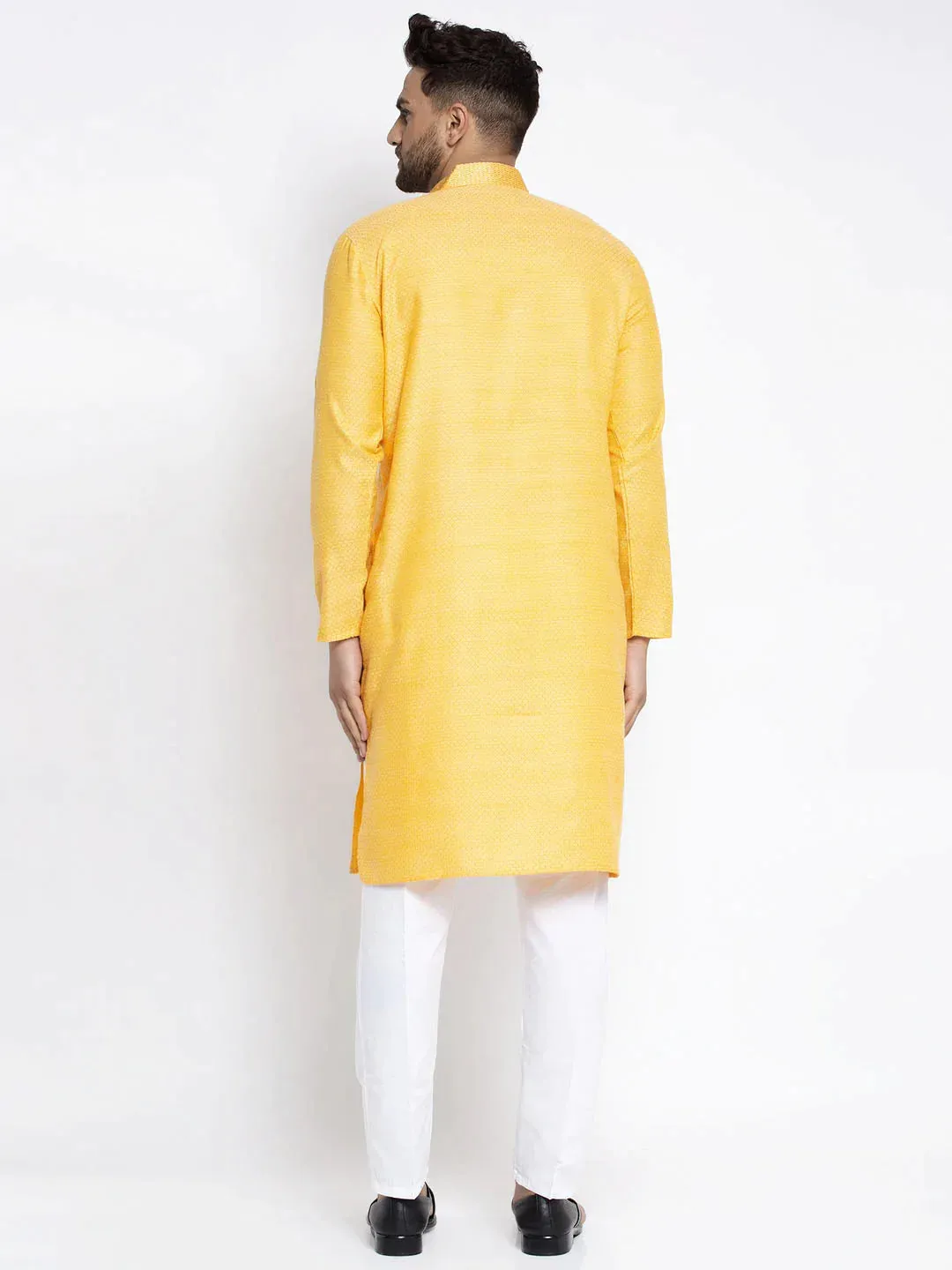 Men'S Yellow Woven Kurta Payjama Sets