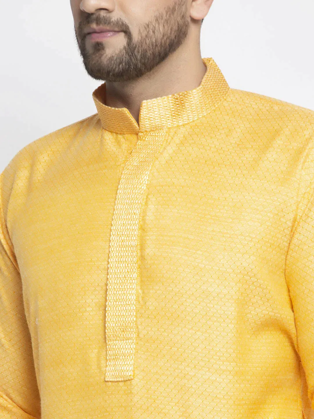 Men'S Yellow Woven Kurta Payjama Sets