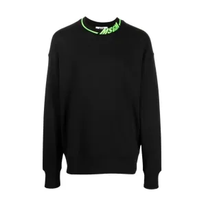 MSGM Logo Collar Black Sweatshirt