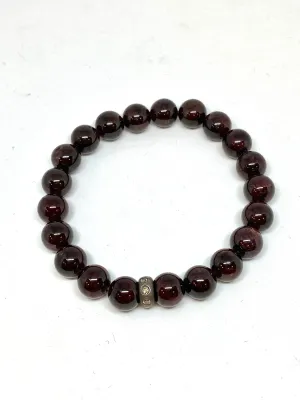 Nathan & Moe Garnet Bead Bracelet with Diamond Rondell