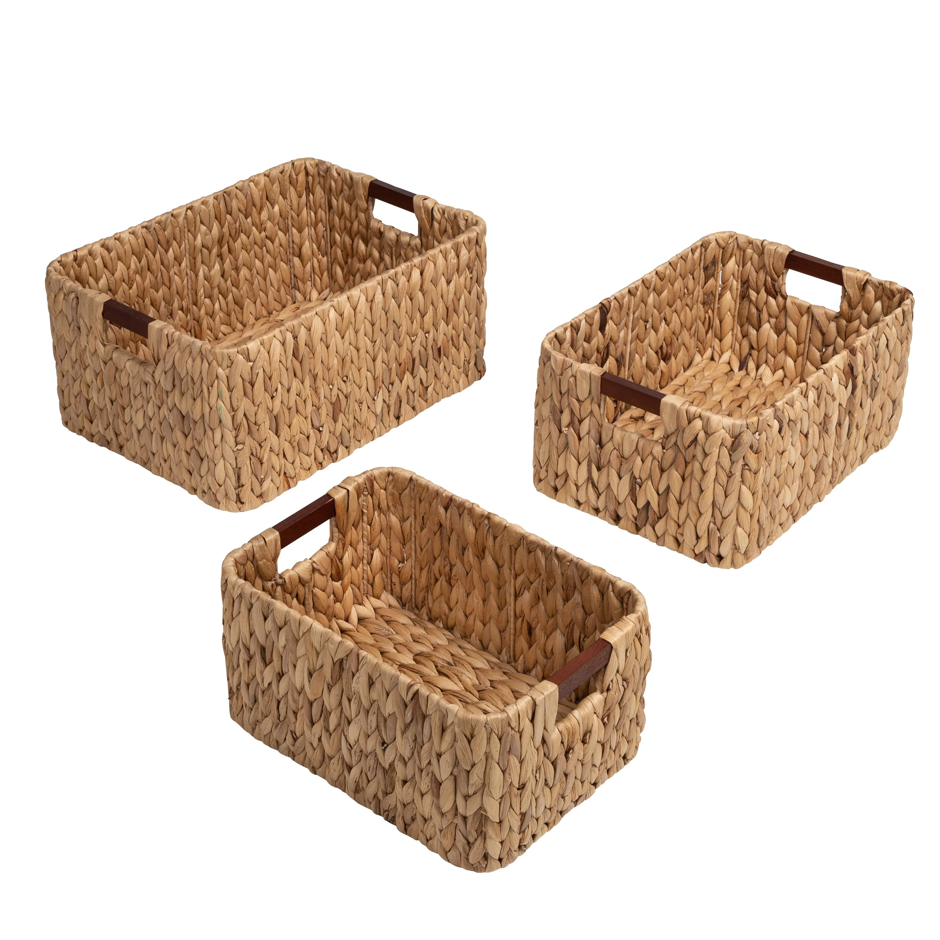 Natural Water Hyacinth Nesting Storage Baskets (3-Piece Set)