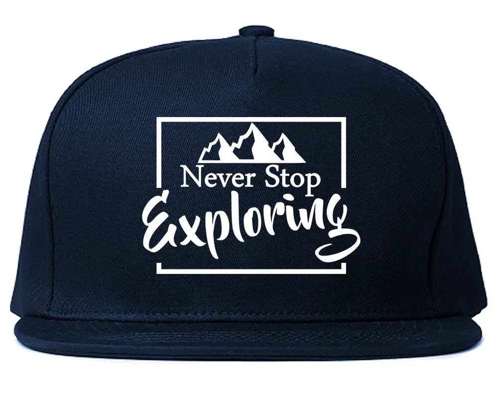 Never Stop Exploring Mens Snapback Hat