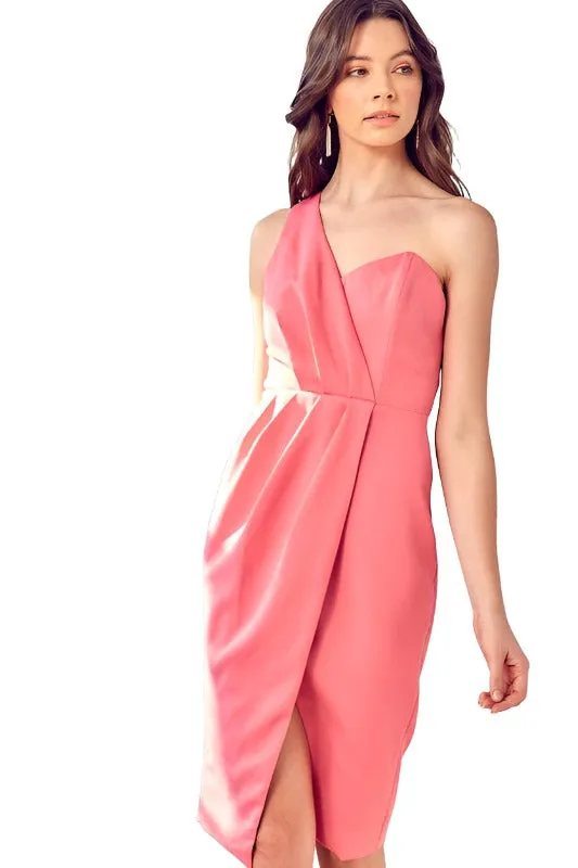 One Shoulder Overlap Dress