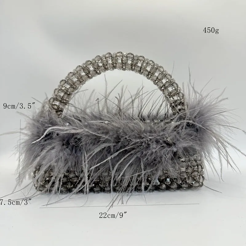 Pre Order:  Feathered Beaded Handbag