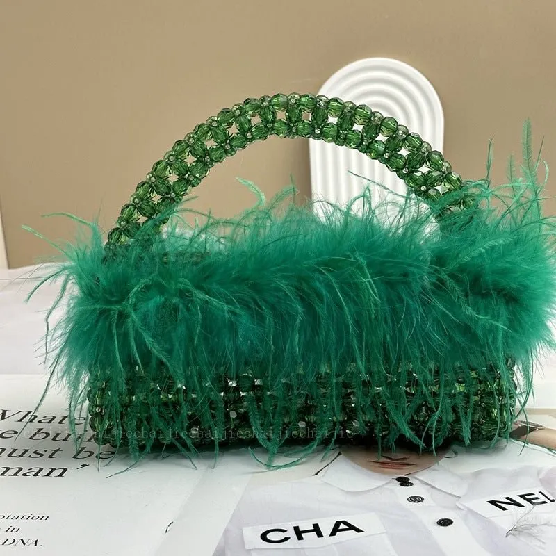 Pre Order:  Feathered Beaded Handbag