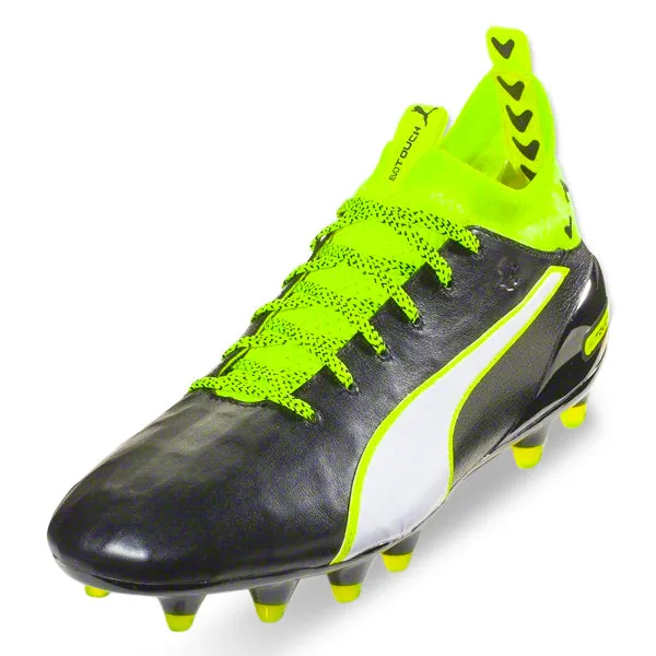 Puma Men's evoTouch 1 FG Firm Ground Soccer Cleats (Black/White/Safety Yellow)