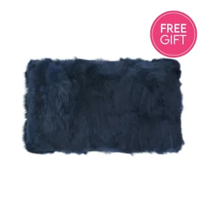 Rabbit Fur Lumbar Cushion - Navy