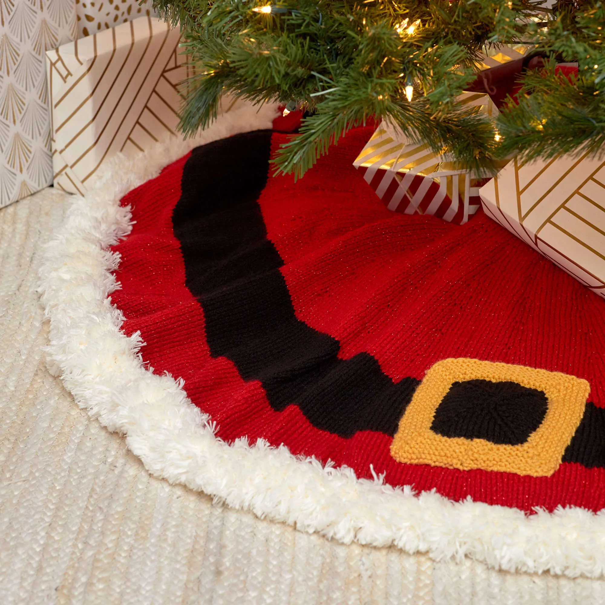 Red Heart Knit Santa's Coat Tree Skirt