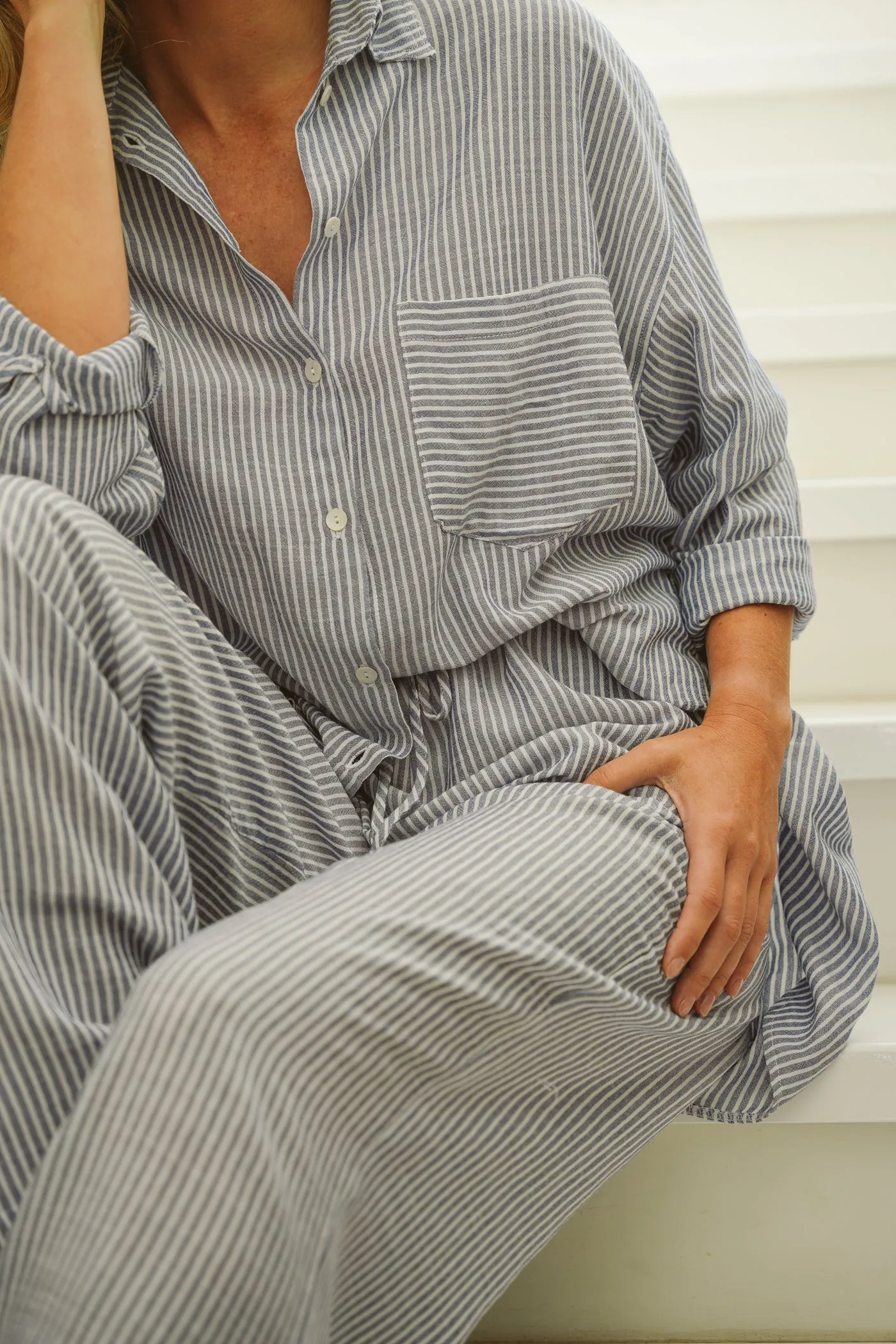 Sadie Cotton-Rayon Stripe Shirt