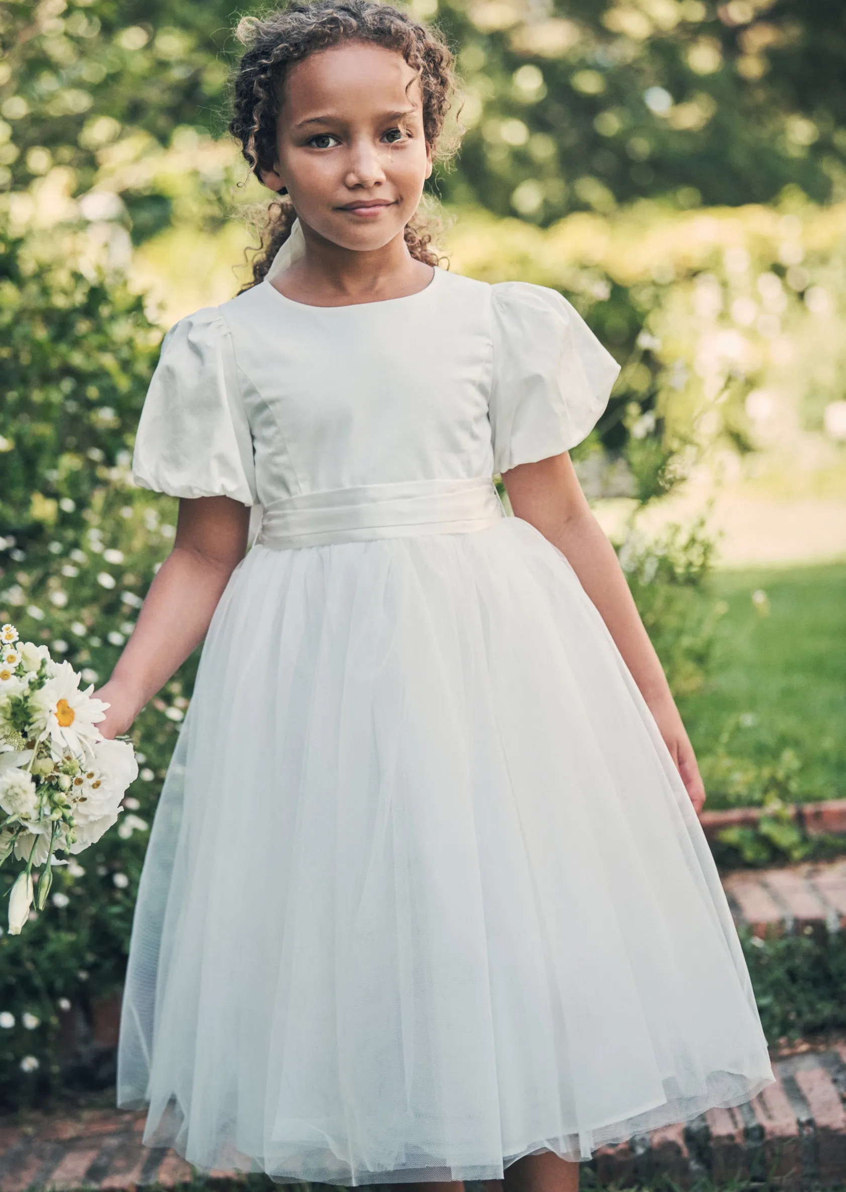 Selene Tulle Dress with Ivory Sash